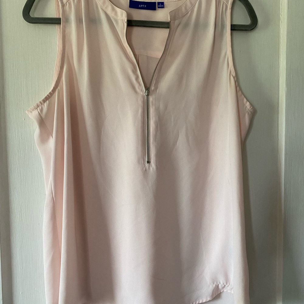 Apt. 9 Pink Sleeveless Blouse with Mandarin Collar